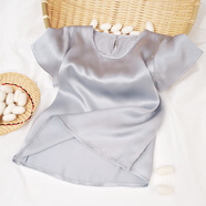 G.duck寶寶真絲睡衣套裝兒童100%桑蠶絲家居服夏季嬰幼兒空調衣服男女童 銀灰短袖上衣 150cm