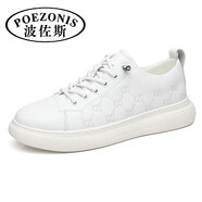 波佐斯（POEZONIS）小白鞋男春季新款板鞋夏季透氣鞋子厚底增高運動潮鞋 白色 41