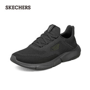 斯凱奇（Skechers）夏季男鞋新款輕便一腳蹬透氣網(wǎng)面休閑運(yùn)動(dòng)跑步鞋百搭慢跑鞋 全黑色/210281-BBK 41