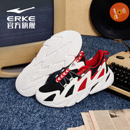 鴻星爾克（ERKE）【斷碼淸倉】運動(dòng)鞋男舒適防滑跑步鞋青年戶(hù)外慢跑鞋 正黑/大學(xué)紅 42