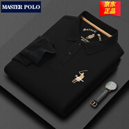 MASTER POLO純棉保羅t恤官方品牌奢侈長袖polo衫男春秋薄款中年商務(wù)休閑男裝 8903黑色 180/XL