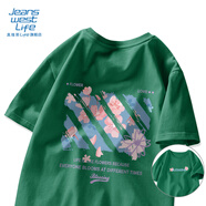 JEANSWEST LIFE真維斯短袖t恤男女情侶款大碼寬松重磅半袖中性風潮流純棉體恤潮