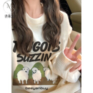詩蒂淑圓領(lǐng)毛衣女秋冬內(nèi)搭2025新款日系慵懶風寬松溫柔保暖針織衫女上衣 3578 XL
