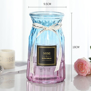 特大號玻璃花瓶透明水養富貴竹百合轉運花瓶客廳插花歐式花瓶擺件 浪漫款(藍紫色) 大