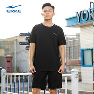 鴻星爾克（ERKE）男裝短袖t恤男2025年冬季新款紅星圓領(lǐng)透氣上衣休閑男短t運動(dòng)短袖 正黑1225 M （165）