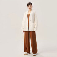 安妮路易斯（GIRODET）圣誕紅針織開(kāi)衫5499196阿瑪女裝外套秋季新款時(shí)尚V領(lǐng)毛衣寬松上衣 白色 S (2) 建議115斤