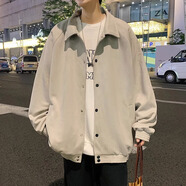 頂峰保羅（Dingfengbaoluo）夾克外套男士秋冬休閑寬松潮麂皮絨上衣美式棒球服YM9921米杏S