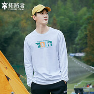 拓路者（Pioneer Camp）春秋款長(cháng)袖T恤男寬松圓領(lǐng)打底衫休閑百搭純棉上衣男士全棉春季 白色 L