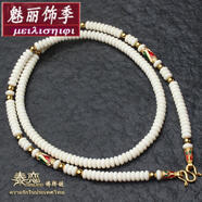 魅麗飾季 鎏金琺瑯泰國(guó)佛牌鏈子牛骨鏈椰殼木掛鏈黑白色國(guó)慶節(jié)禮物定制 牛骨金色款