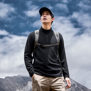 拓路者（Pioneer Camp）重磅長袖t恤團購男士打底衫純色抓絨衣男立領(lǐng)上衣?lián)u粒絨春秋冬款 黑色 L