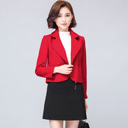 愷吉銳秋冬新款女裝韓版氣質(zhì)毛呢外套短裝小個(gè)子時(shí)尚呢子外套 紅色 3XL