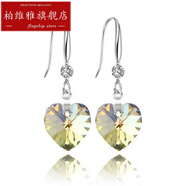 柏維雅 長(cháng)款甜美愛(ài)心水晶耳環(huán)個(gè)性耳墜女百搭簡(jiǎn)約耳釘 桃心白色銀B2003