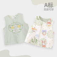 童戀初心新生兒寶寶馬甲空調(diào)服嬰兒衣服春裝坎肩純棉雙面背心夏外穿馬夾女 【雙面馬甲】蕾絲兔子 73