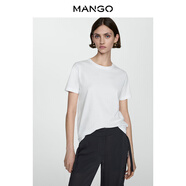 MANGO女裝T恤2025秋裝新款圓領(lǐng)短袖棉質(zhì)薄款寬松舒適百搭T恤 白色 S