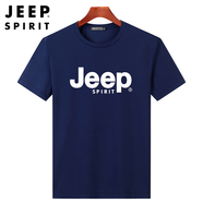 JEEP SPIRIT吉普短袖T恤男夏季新款棉質(zhì)圓領(lǐng)薄款休閑純色大碼體恤上衣寬松 9055藍(lán)色 L / 115-130斤