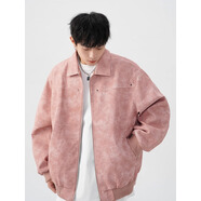 POUM男裝潮牌2025新款春季刺繡拼接夾克男寬松上衣情侶長袖外套男 XKFS-J324粉色 XL