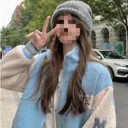 俞兆林網(wǎng)紅羊羔毛外套女2025秋冬新款加厚棒球服寬松百搭羊羔絨外穿上衣 藍色 M
