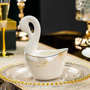 梵創(chuàng  )正宗景德鎮陶瓷碗10個(gè)裝家用吃飯碗面碗湯碗大號新款中式餐具套裝 幸福時(shí)光天鵝1只