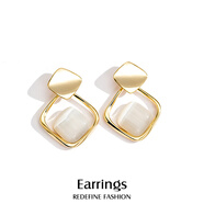 Qlady幾何氣質(zhì)耳環(huán)女時(shí)尚925銀針輕奢耳飾生日禮物送女友老婆