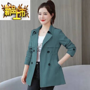 初徑新款外套女年秋裝女裝中年女士上衣中長(cháng)款春秋風(fēng)衣 綠色 【有里布】 2XL 130-145