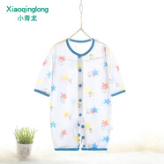 小青龍童裝 夏季薄款竹纖維汗布新生兒哈服幼童寶寶連體衣服嬰幼兒爬服 藍星星 66cm (3-9個(gè)月/建議59-66cm)
