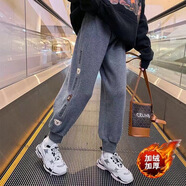 澄殼浩浩女孩衣服12到15歲冬季女童外穿束腳褲大童女裝初中學(xué)生加厚褲子 深灰色(冬季一體絨) 170 適合身高165左右