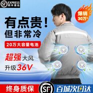 金薇朵36V降溫空調(diào)服男款制冷帶四個(gè)風(fēng)扇的衣服工人防暑工地工作服夏季 4風(fēng)扇灰色2件+2個(gè)電池36V配件1套 XL 【125-140斤】順豐極速達(dá)