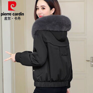 皮爾卡丹（pierre cardin）海寧派克服女2025冬季短款小個(gè)子內膽可拆卸皮毛一體仿皮草外套 黑色(內膽不可拆) XL 建議135斤以下