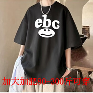 柏斐荻（BYPHYTEE）特大碼300斤黑色短袖男女t恤夏季潮流潮牌休閑半袖棉體恤男 黑色 5XL