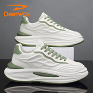 德?tīng)柣荩―EERWAY）鞋子男鞋2025秋冬季老爹鞋男士厚底增高休閑運動(dòng)鞋 白淺綠 42