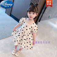 迪士尼0-8歲女童連衣裙夏季兒童裙子夏裝薄款寶寶小波點裙子 100 9碼