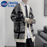 NASALIKE開衫毛衣外套男夏季新款潮牌寬松痞帥針織衫韓版潮流百搭休閑上衣 玖度一奴B031黑色 2XL