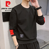 皮爾卡丹（pierre cardin）長袖t恤男士加絨衛(wèi)衣男裝秋冬季新款寬松圓領(lǐng)打底衫內(nèi)搭體恤外套 2008黑色 2XL