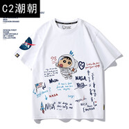 C2潮朝短袖t恤男蠟筆小新聯(lián)名NASA宇航員潮牌衣服夏2021新款夏季裝半袖 白色 XS 160