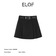 ELOF ELOF百褶裙女小個(gè)子夏a字高腰簡(jiǎn)約風(fēng)百搭短裙顯瘦半身裙新款設計 黑色 S