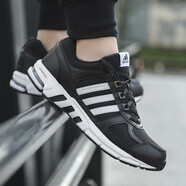 阿迪達(dá)斯 （adidas）男鞋春季新款透氣氣墊休閑輕便減震耐磨防滑百搭運(yùn)動(dòng)老爹跑步鞋子 FW9995 黑白 42