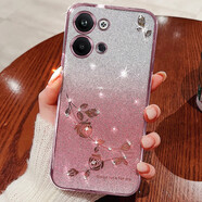 羅璐鷗 OPPO Reno9手機(jī)殼女款硅膠殼Reno9Pro保護(hù)套reno9 Pro+高級(jí)水鉆玫瑰花漸變閃粉電鍍 【漸變玫瑰金】+全屏保護(hù)膜 OPPO Reno9