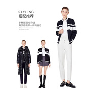 Navigare意大利小帆船女士針織衫春季高領(lǐng)毛線衣條紋保暖開衫暗夜黑/ S