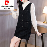 皮爾卡丹（pierre cardin）背心連衣裙子女士裝春春秋季2025年今年流行款氣質(zhì)無(wú)袖打底針織 黑色《別致漂亮女神范今年流行氣質(zhì)洋氣高級感時(shí)髦顯瘦 S (95斤以下)