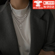 海伊朵十字架古巴鏈男士項(xiàng)鏈拼接鎖骨鏈男小眾設(shè)計(jì)潮嘻哈高級(jí)感百搭掛飾 雙層十字架【約40-45cm】