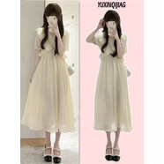 GOCHIEI溫柔風(fēng)204新款連衣裙女學(xué)生夏天初中高中生收腰初戀中長(cháng)款a字裙 