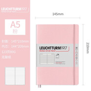LEUCHTTURM1917【可定制】德國燈塔筆記本A5軟皮本子手賬記事日記本會(huì )議記錄商務(wù)禮品老師 粉色 方格內頁(yè)