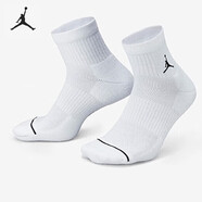 耐克（NIKE） 襪子 男襪女襪運動(dòng)休閑襪吸汗耐磨籃球襪跑步中筒襪 AJ運動(dòng)襪子 【白色中筒三雙裝】DX9655-100 L【42-46碼】