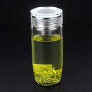 WoLong臥龍水杯子透明單層玻璃杯男士女加厚大容量鵝蛋杯高端水晶玻璃蓋 平面水晶蓋 380ml 單層帶茶隔