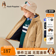 暇步士（Hush Puppies）童裝兒童厚風(fēng)衣冬季新款男女大童純色搖粒絨外套時尚厚風(fēng)衣 暖卡其 150 cm