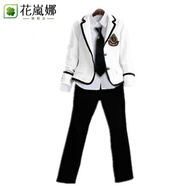 花嵐娜英倫風(fēng)春秋學(xué)生校服套裝日本水手jk制服裙韓版高中男女學(xué)生演出服 男款白色+精美徽章 XXS 110厘米身高款