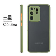諾康士適用三星S20手機殼S10硅膠套samsung鏡頭全包邊s20u防摔S10撞色S10磨砂Ultra 三星s20ultra-軍綠色(鏡頭全包殼)