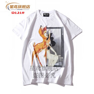 星鳶夏裝歐美潮牌暗黑頭惡犬印花短袖恤男女情侶短袖羅威納大狗_ 白色小鹿斑比-063_棉 S