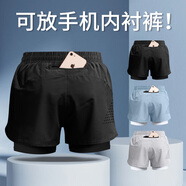 艾倫伯頓跑步短褲男運動(dòng)內襯三分田徑褲夏季專(zhuān)業(yè)馬拉松速干二合一健身褲 黑色 XL 【135-150斤】