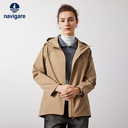 Navigare意大利小帆船女士連帽風(fēng)衣純色寬松斗篷外套2331543503 砂 L 